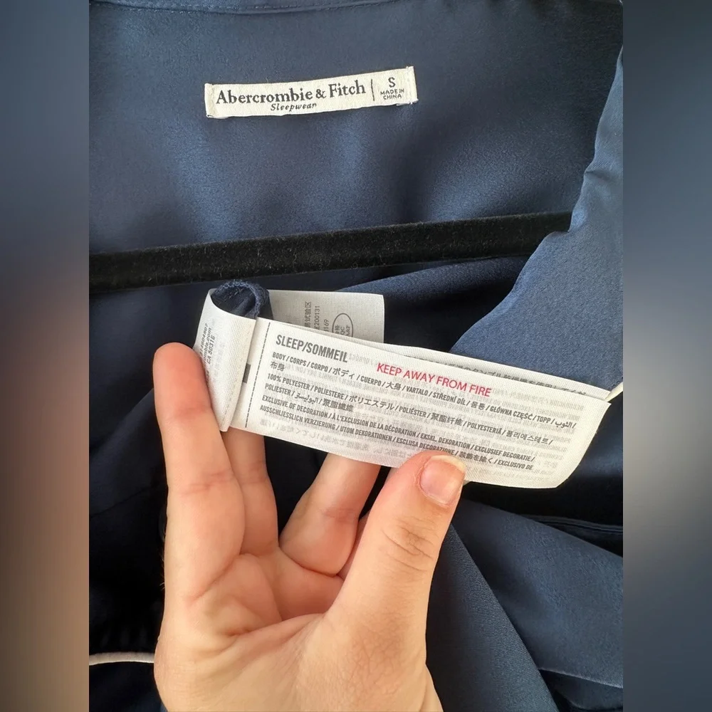 Abercrombie & Fitch Satin Sleep Top - Navy - S - Picture 5 of 5